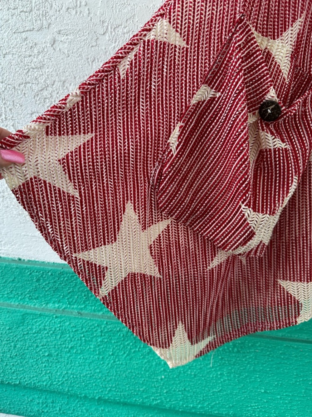 Paradise Red White Stars Swim Cover Up Pockets Sleeveless Medium Large - Picture 14 of 14